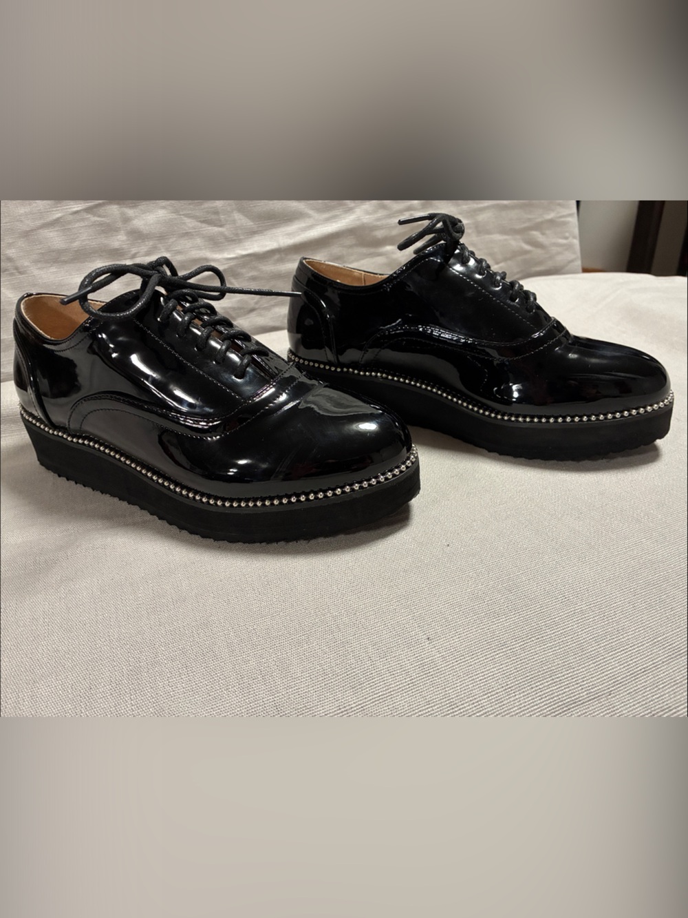 Torrid Patent Platform Oxford Shoes - Black, Size 8WW